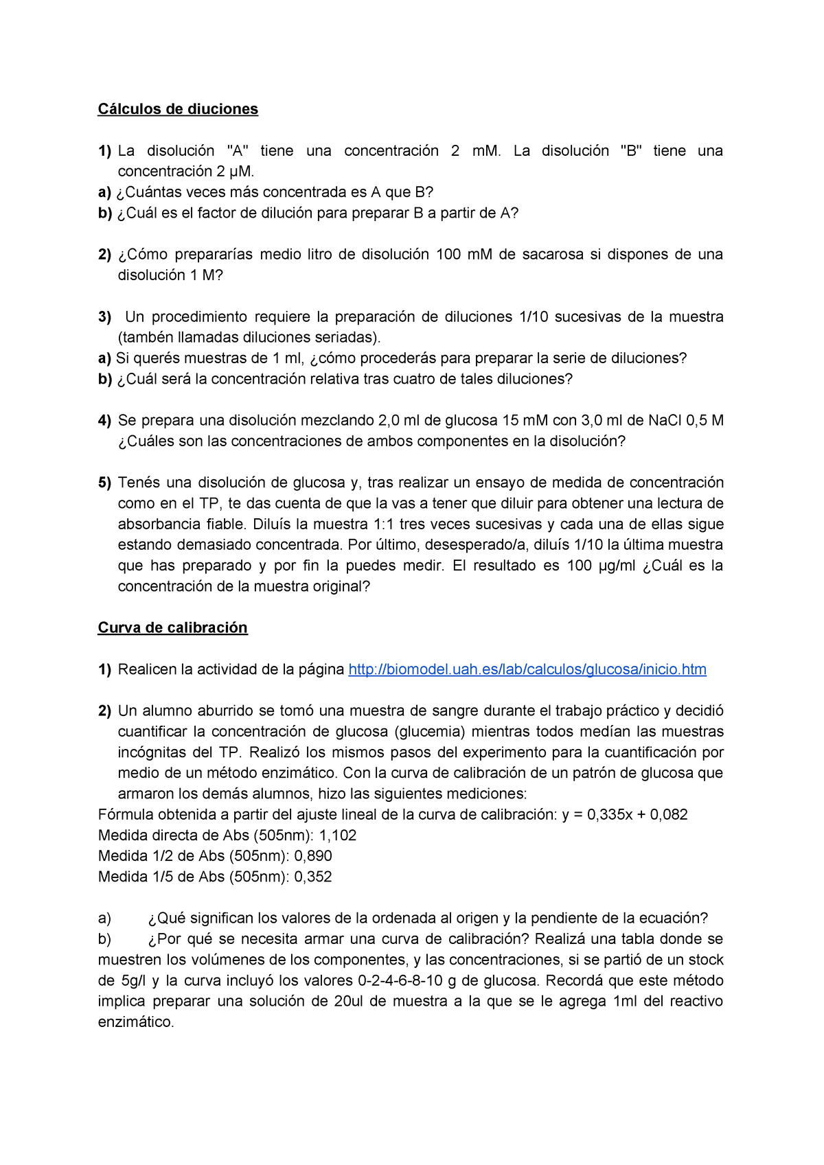 Diluciones Y Curva De Calibración Diluciones Y Curva De Calibración Cálculos De Diuciones 1 6784