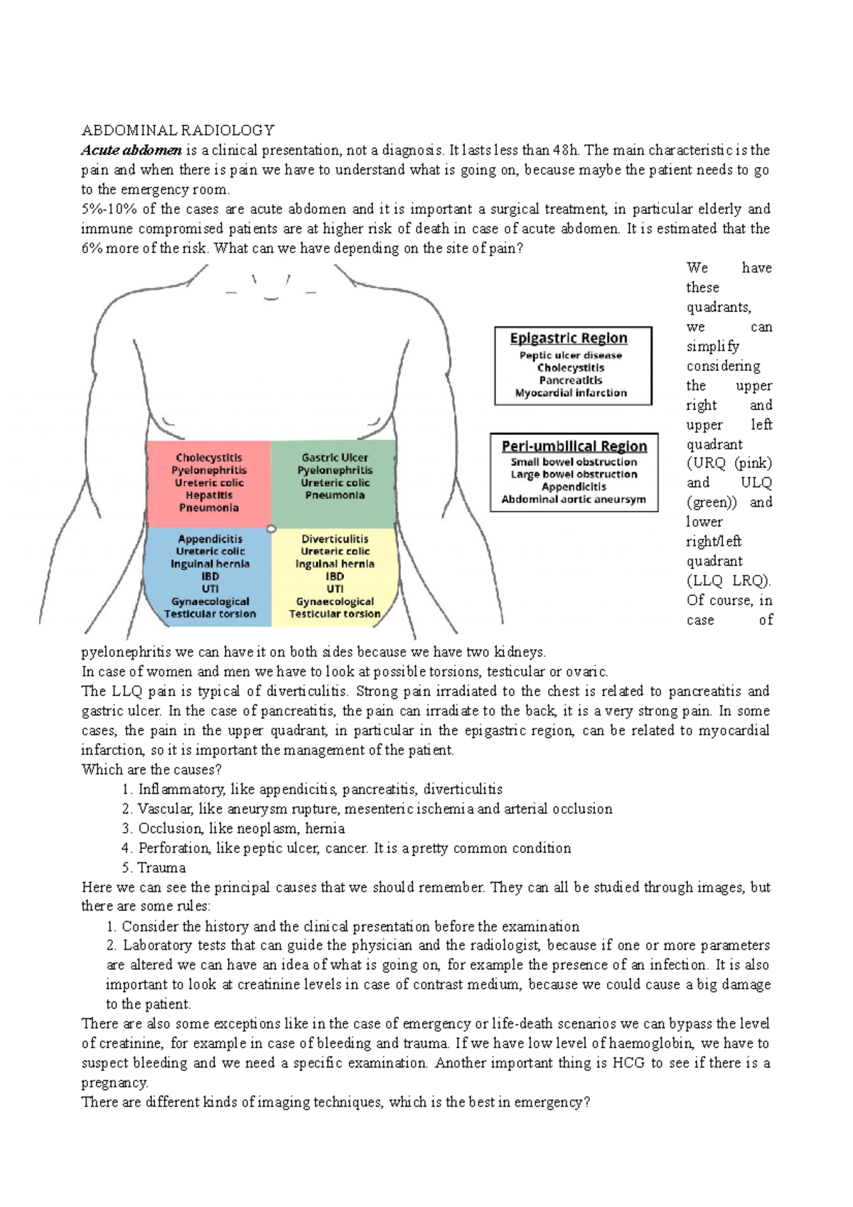 Abdominal Radiology - ABDOMINAL RADIOLOGY Acute abdomen is a clinical ...