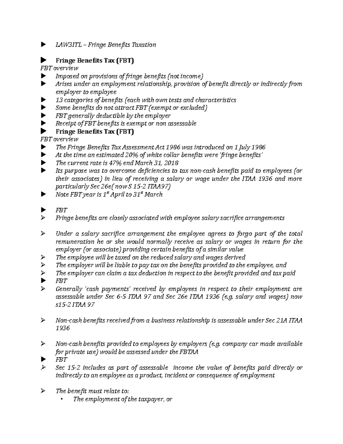lecture-4-fbt-law3itl-fringe-benefits-taxation-fringe-benefits-tax