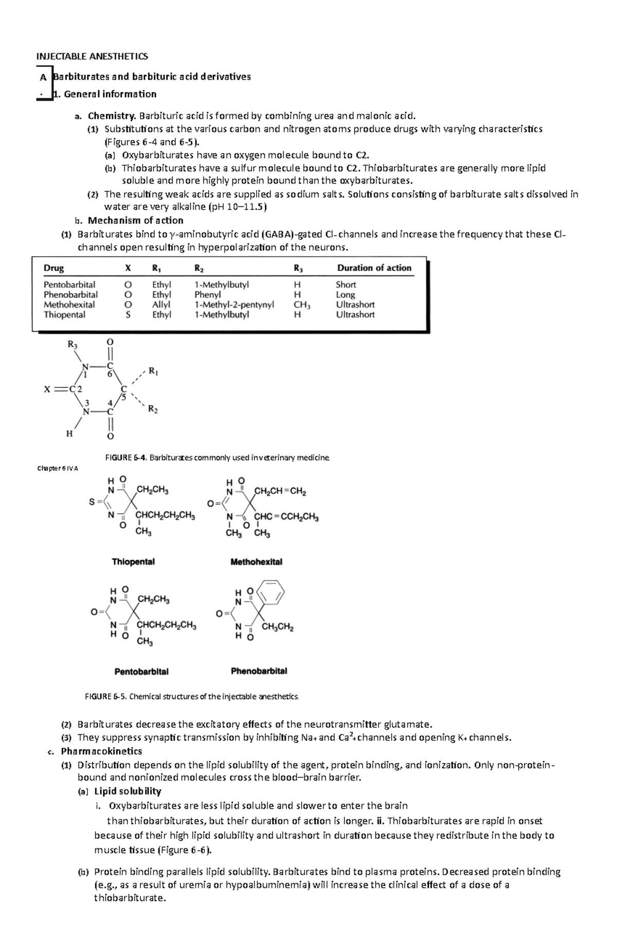 Injectable Anesthetics INJECTABLE ANESTHETICS Barbiturates and