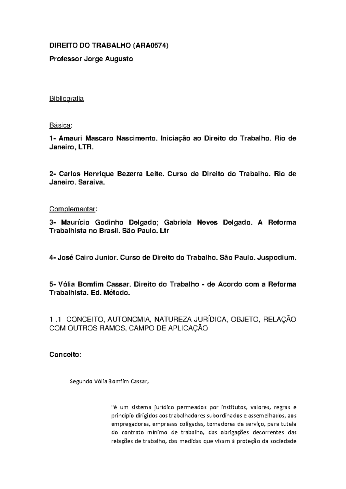 Aula 1 - Introdu O Ao Direito DO Trabalho - DIREITO DO TRABALHO ...