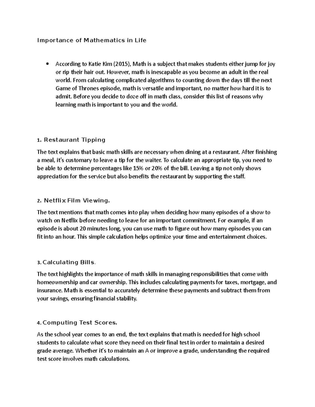 Importance of Mathematics in Life done Importance of Mathematics in