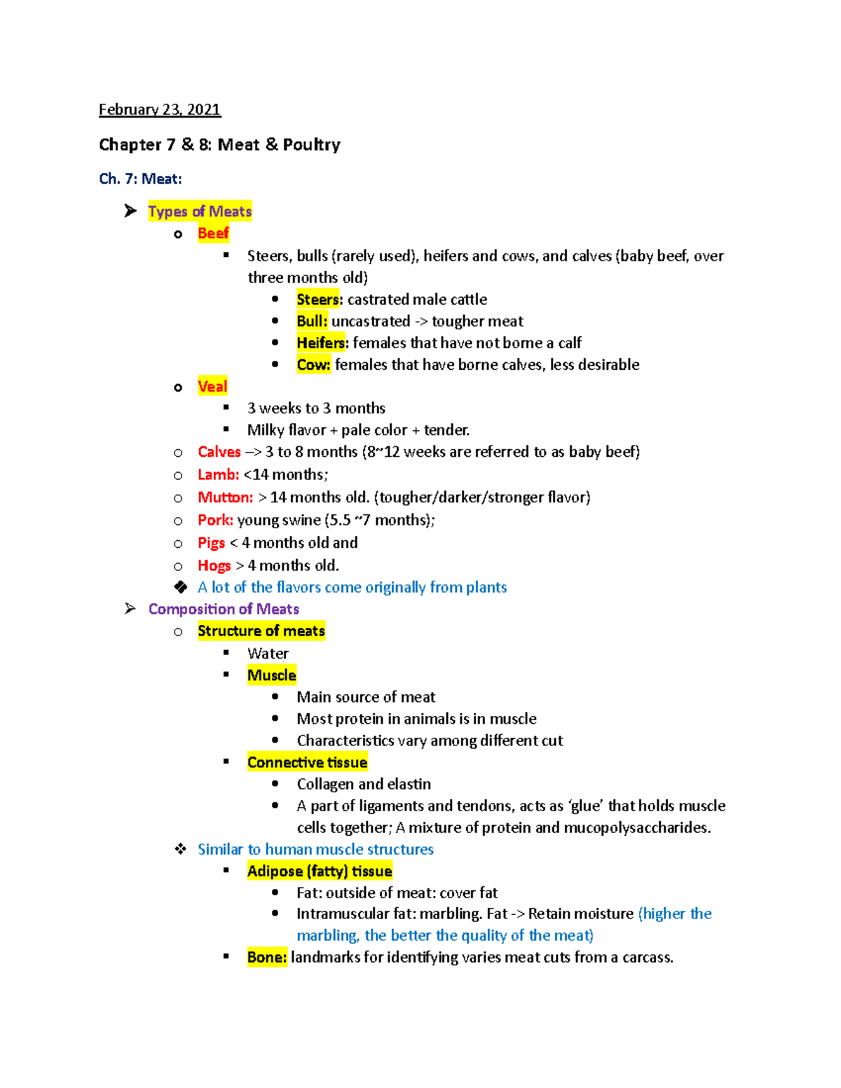 Chapter 7 & 8- Meat & Poultry - February 23, 2021 Chapter 7 & 8: Meat ...