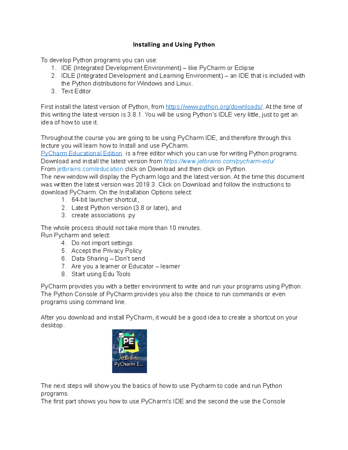 Installing and Using Python - IDE (Integrated Development Environment ...