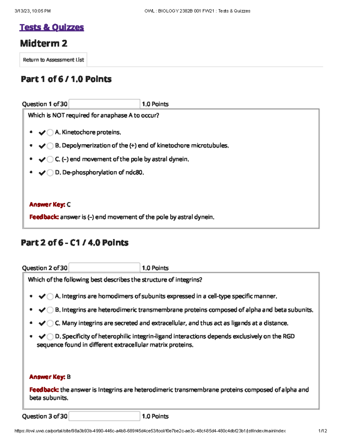 Midterm 2 - Test Answers - Tests & Quizzes Midterm 2 Return To ...