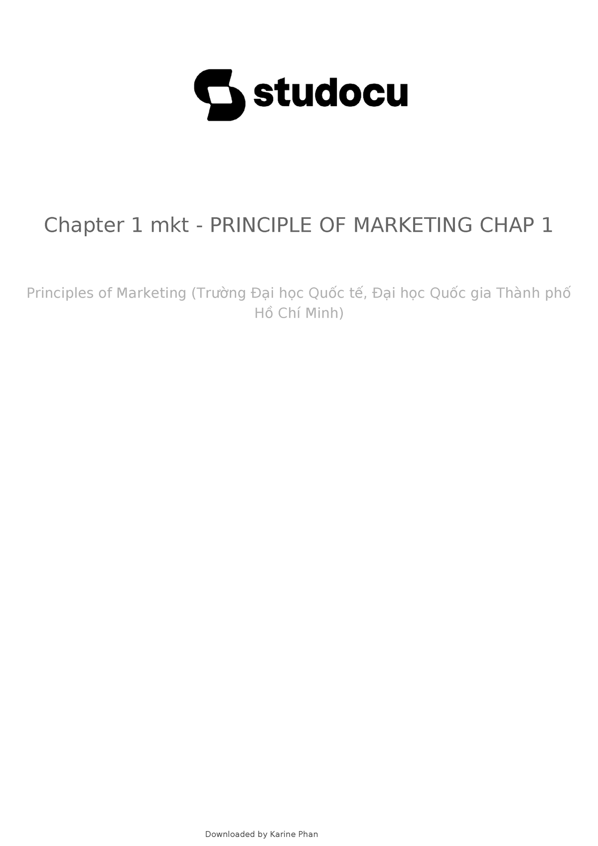 [PoM] Chapter 1 MCQs - Chapter 1 Mkt - PRINCIPLE OF MARKETING CHAP 1 ...