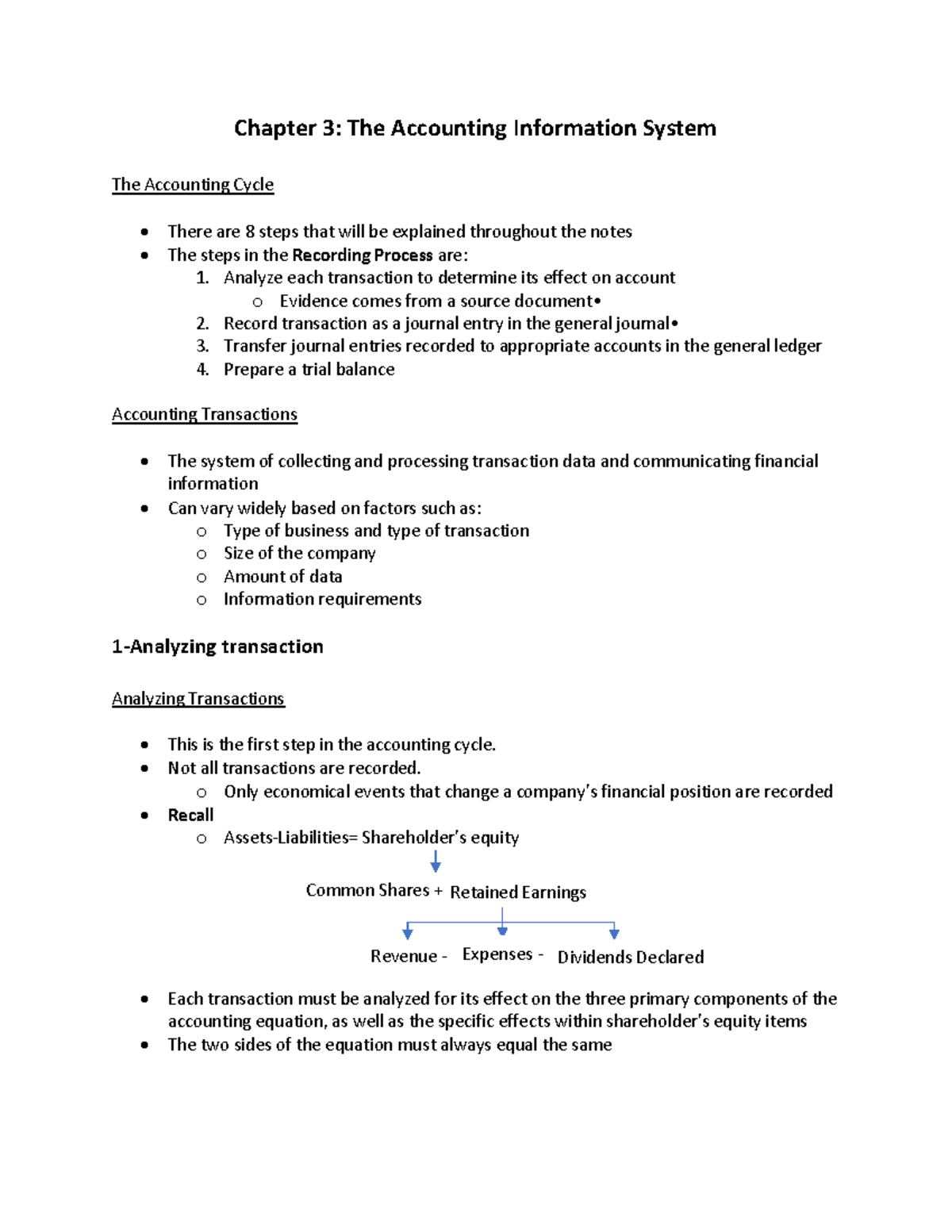 Chapter 3- The Accounting Information System - Analyze each transaction ...