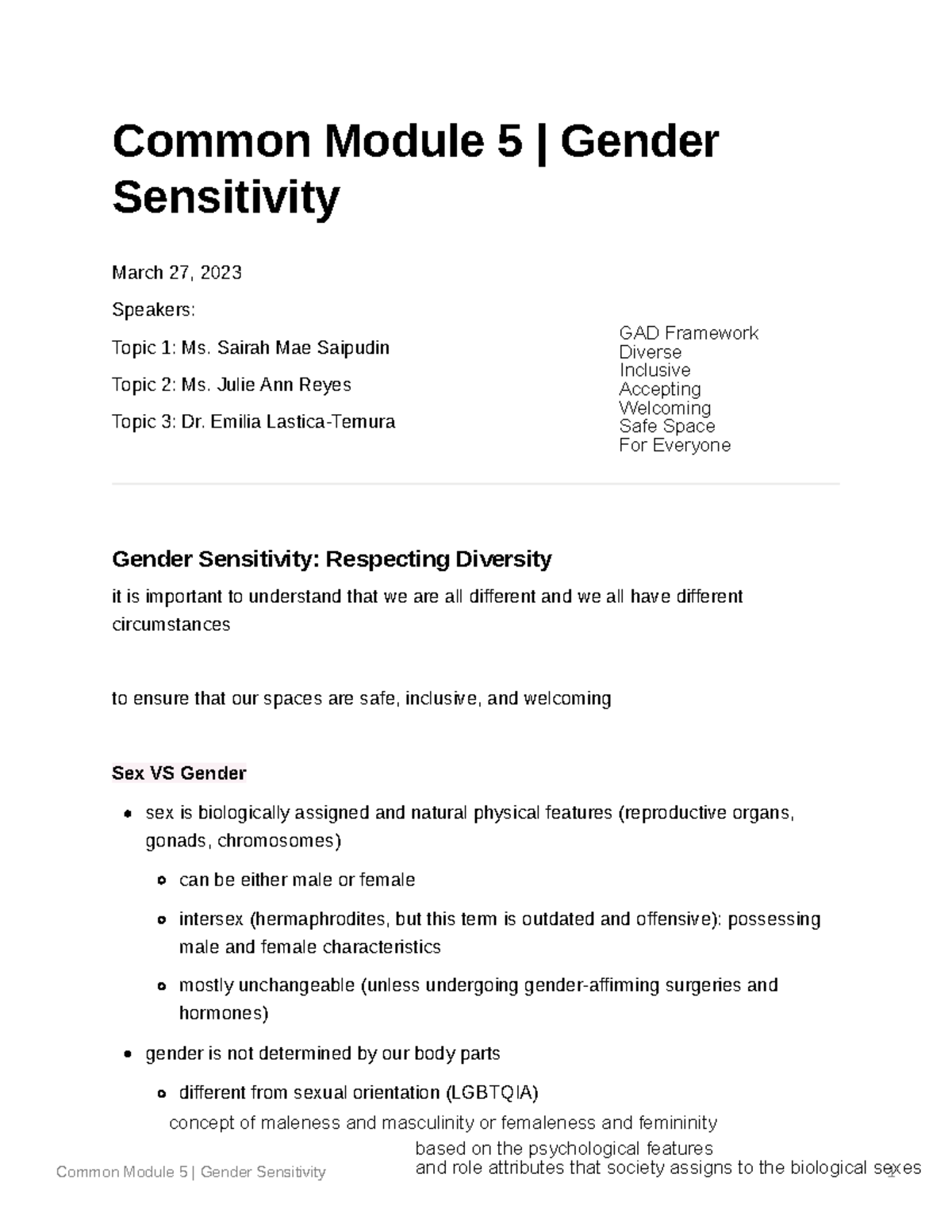 CM5 Gender-Sensitivity - Common Module 5 | Gender Sensitivity March 27 ...