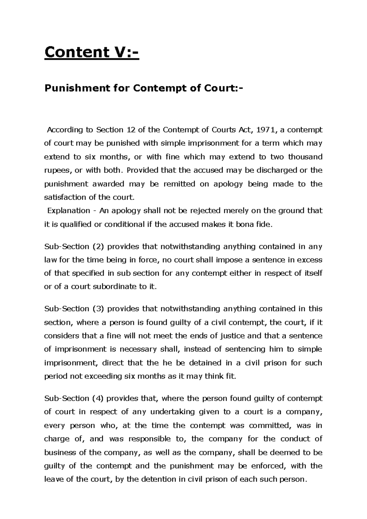 punishment-for-contempt-of-court-content-no-5-by-manoj-kumar