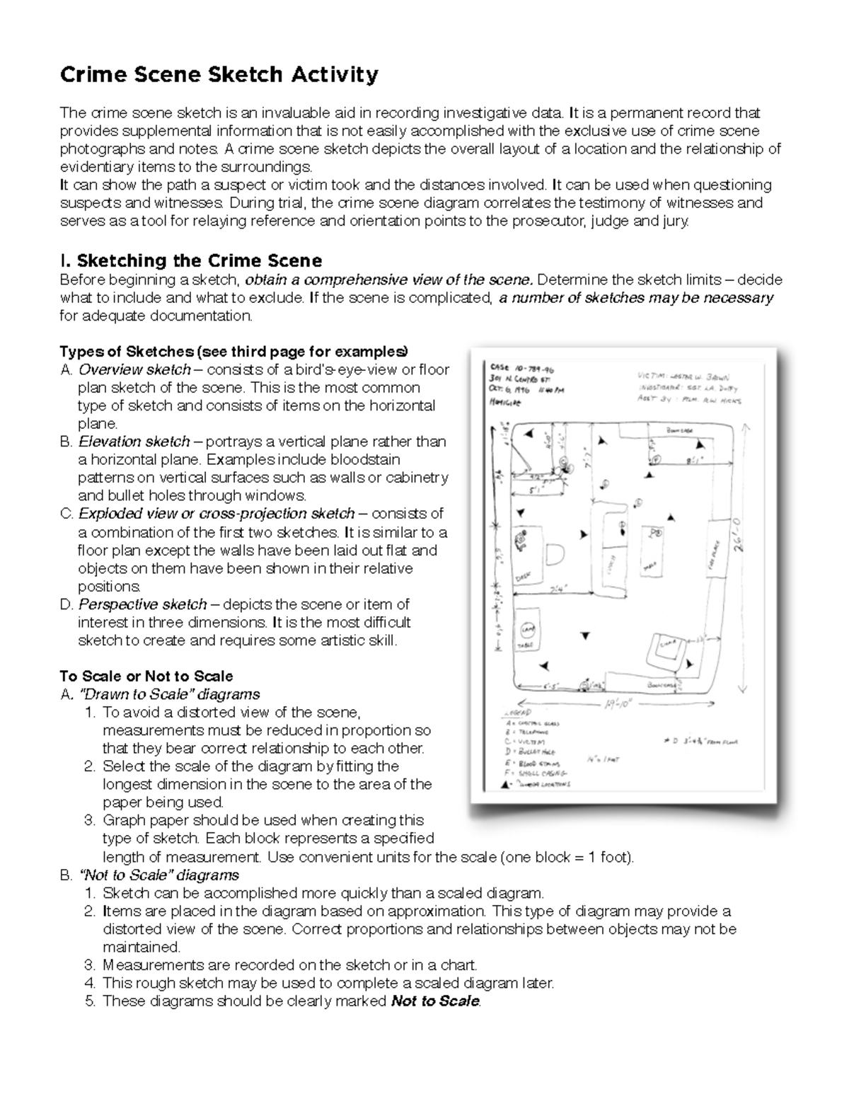 Crimescenesketch Material Crime Scene Sketch Activity The crime