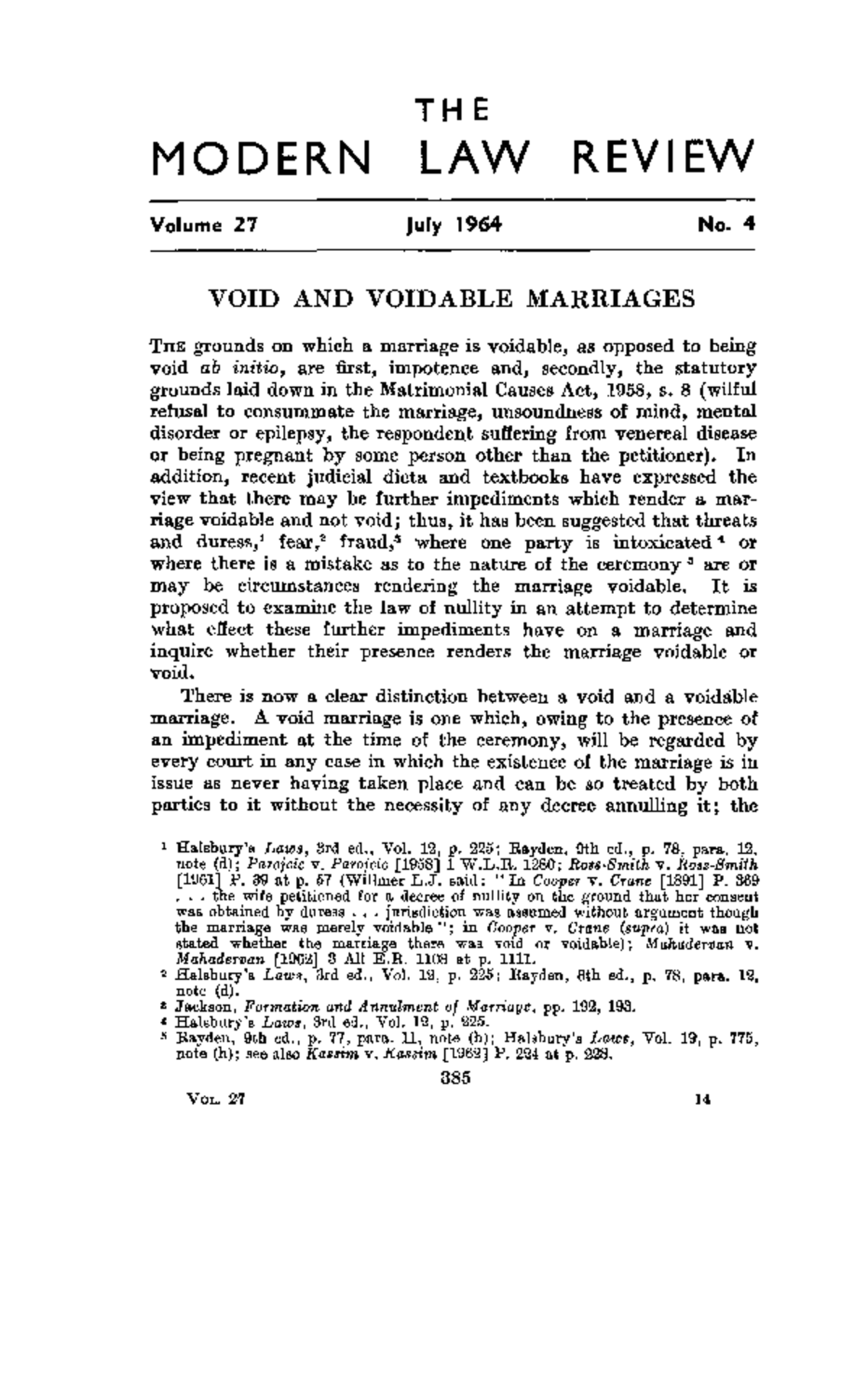 modern-law-review-july-1964-tolstoy-void-and-voidable-marriages