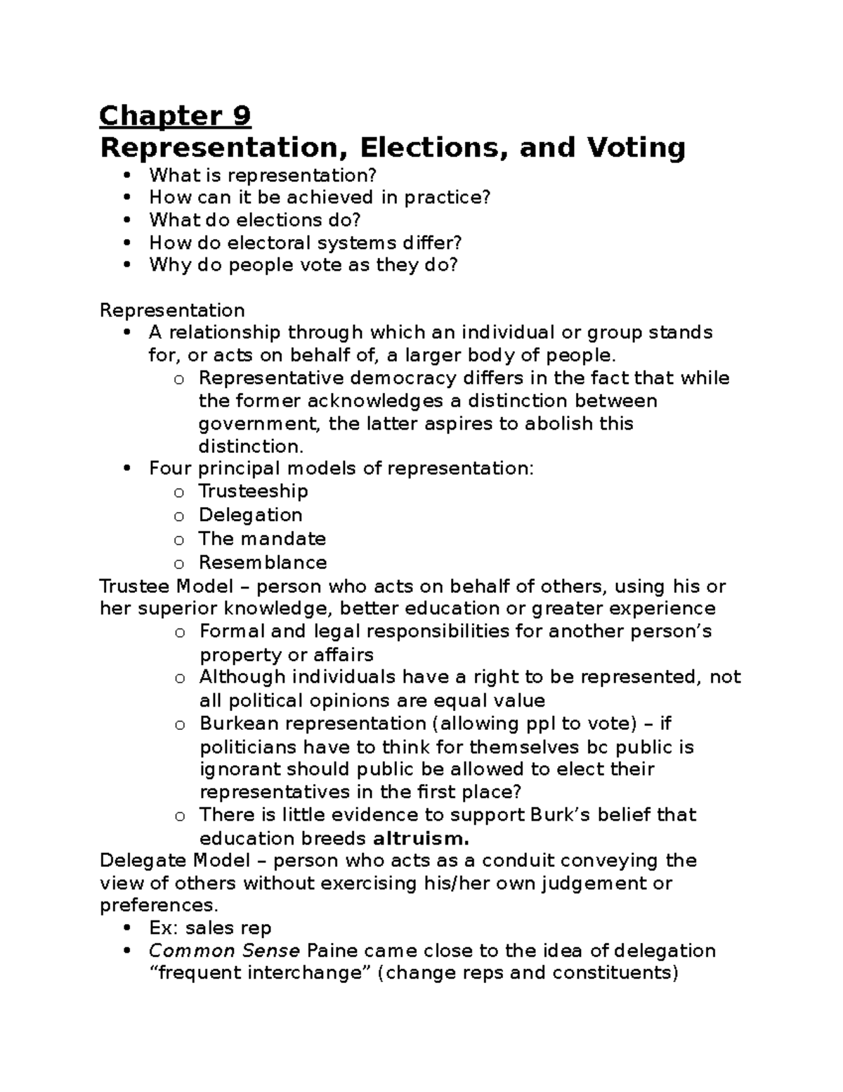 Chapter 9 Rep, Elections, and Voting - Chapter 9 Representation ...