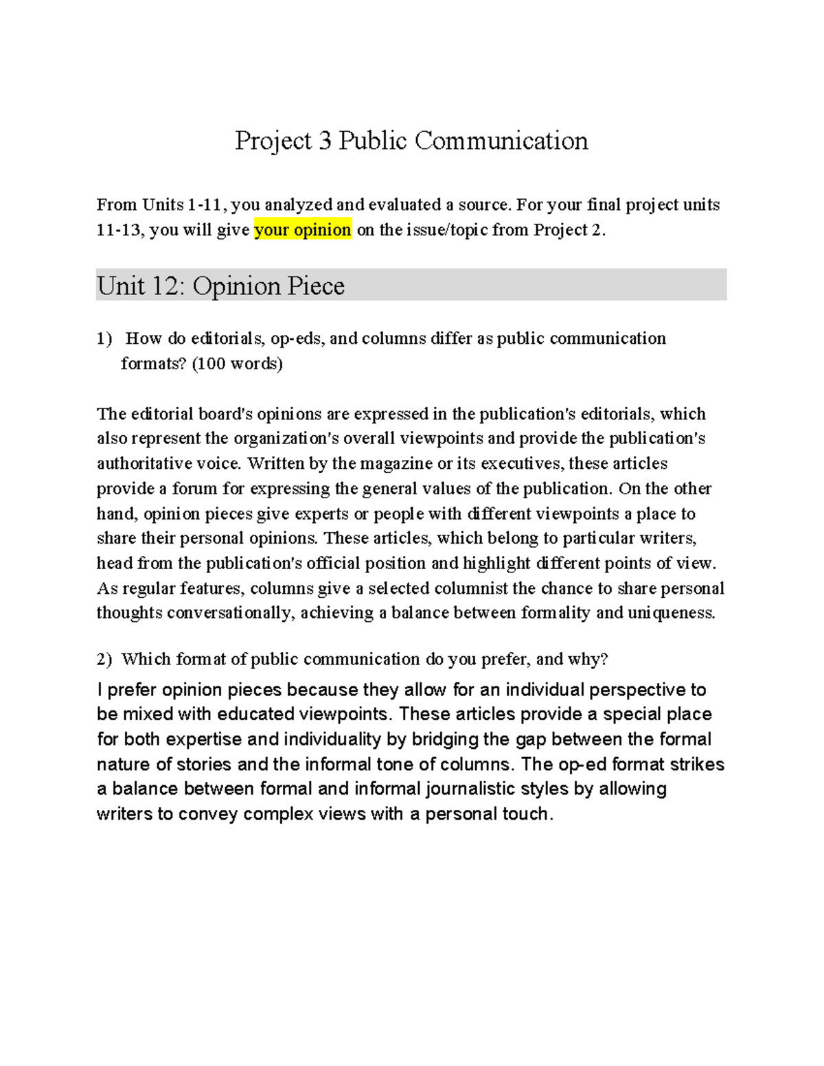 Project 3 Public communication 1-New assignment - Project 3 Public ...