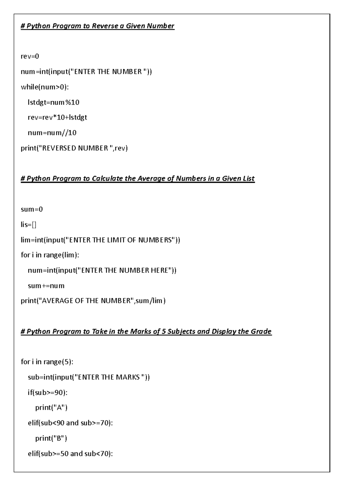 Python Solved Questons[pdf] - Python Program to Reverse a Given Number ...