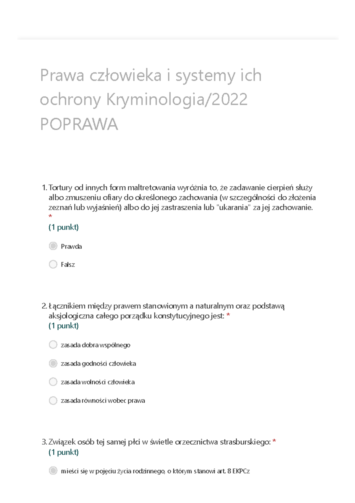 Prawa Człowieka Sprawdzian Grupa B www.studocu.com