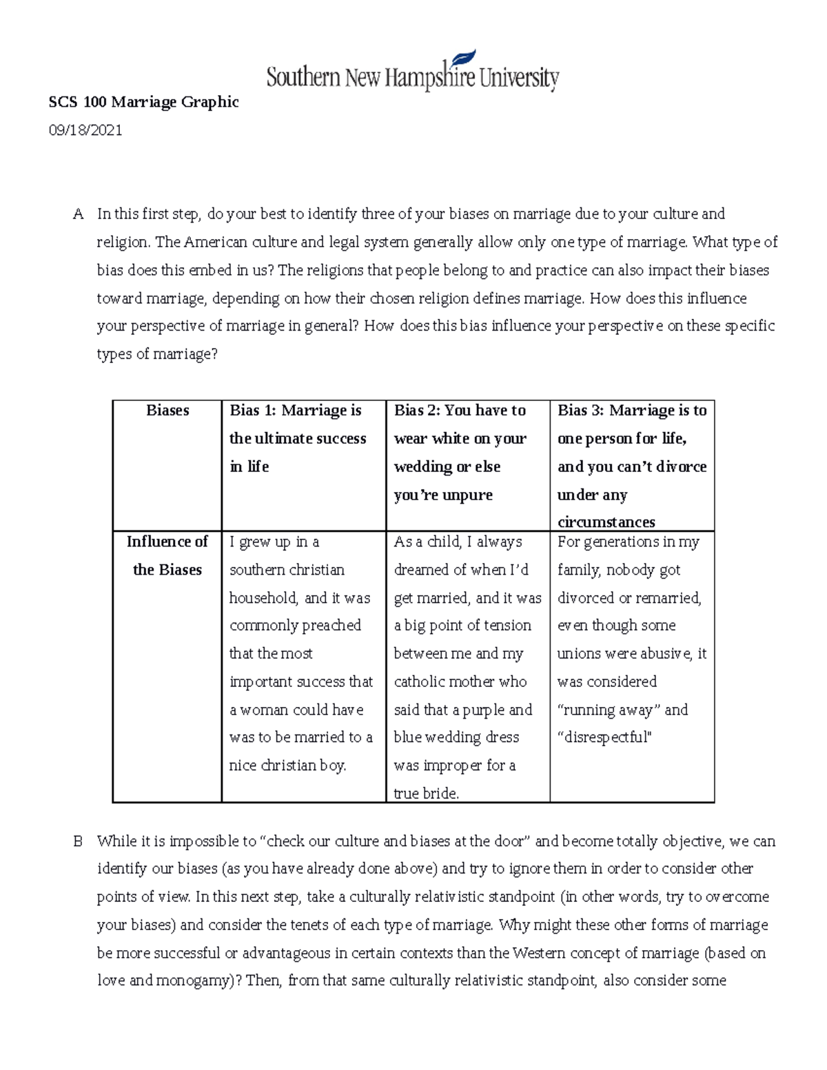 SCS 100 Module 3 Marriage Graphic Organizer - SCS 100 Marriage Graphic ...