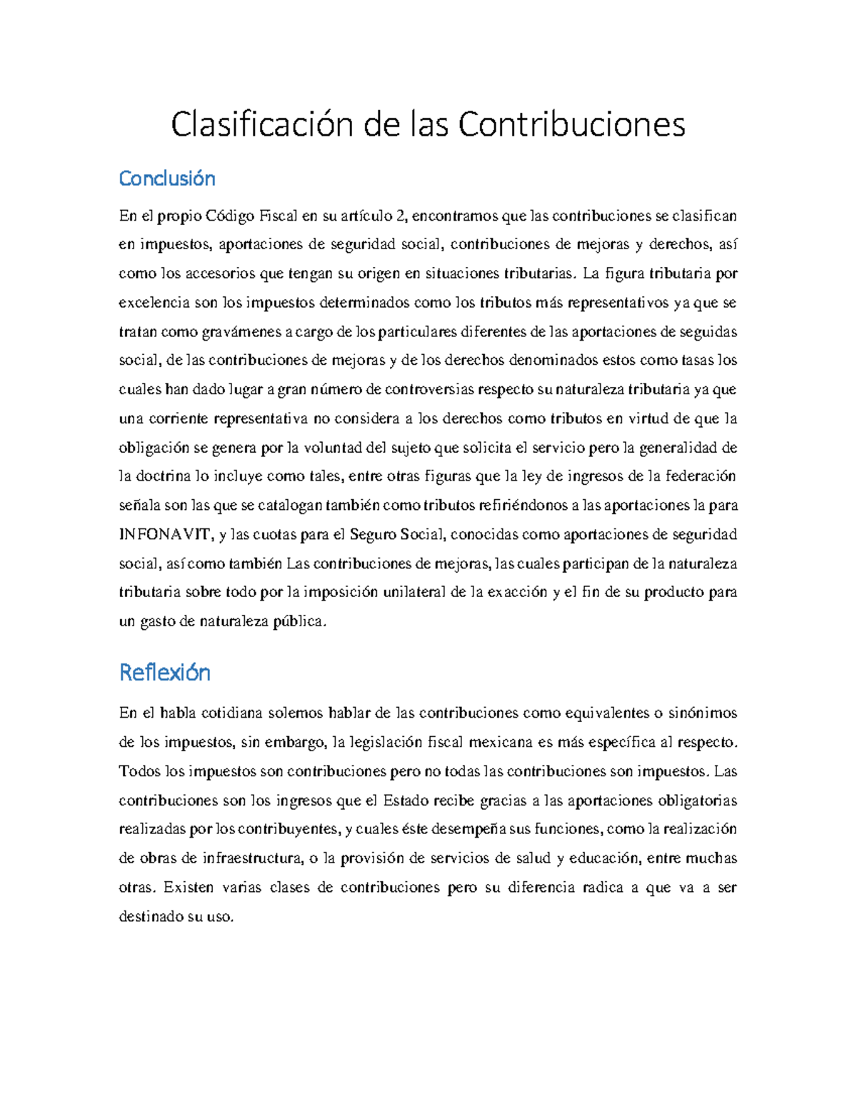 Clasificación de las Contribuciones - Clasificación de las ...