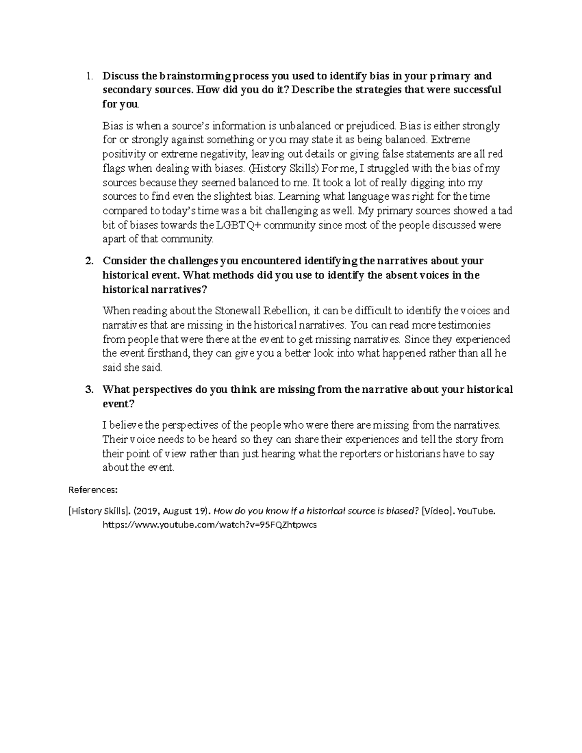 HIS Discussion 5 - 1. Discuss the brainstorming process you used to ...
