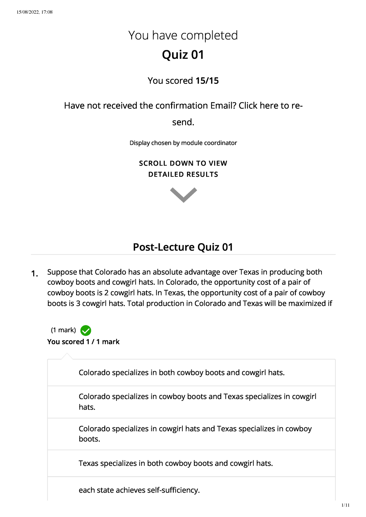 EC1101E Quiz 1 - Online Quiz 1 - Post-Lecture Quiz 01 Suppose that