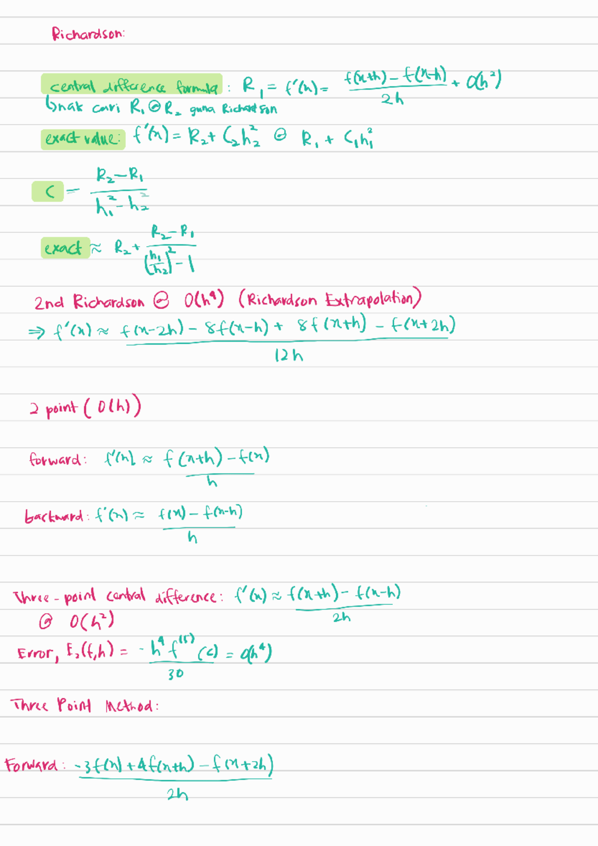 Fromula OF MAT575 240613 012212 - Richardson: central difference ...