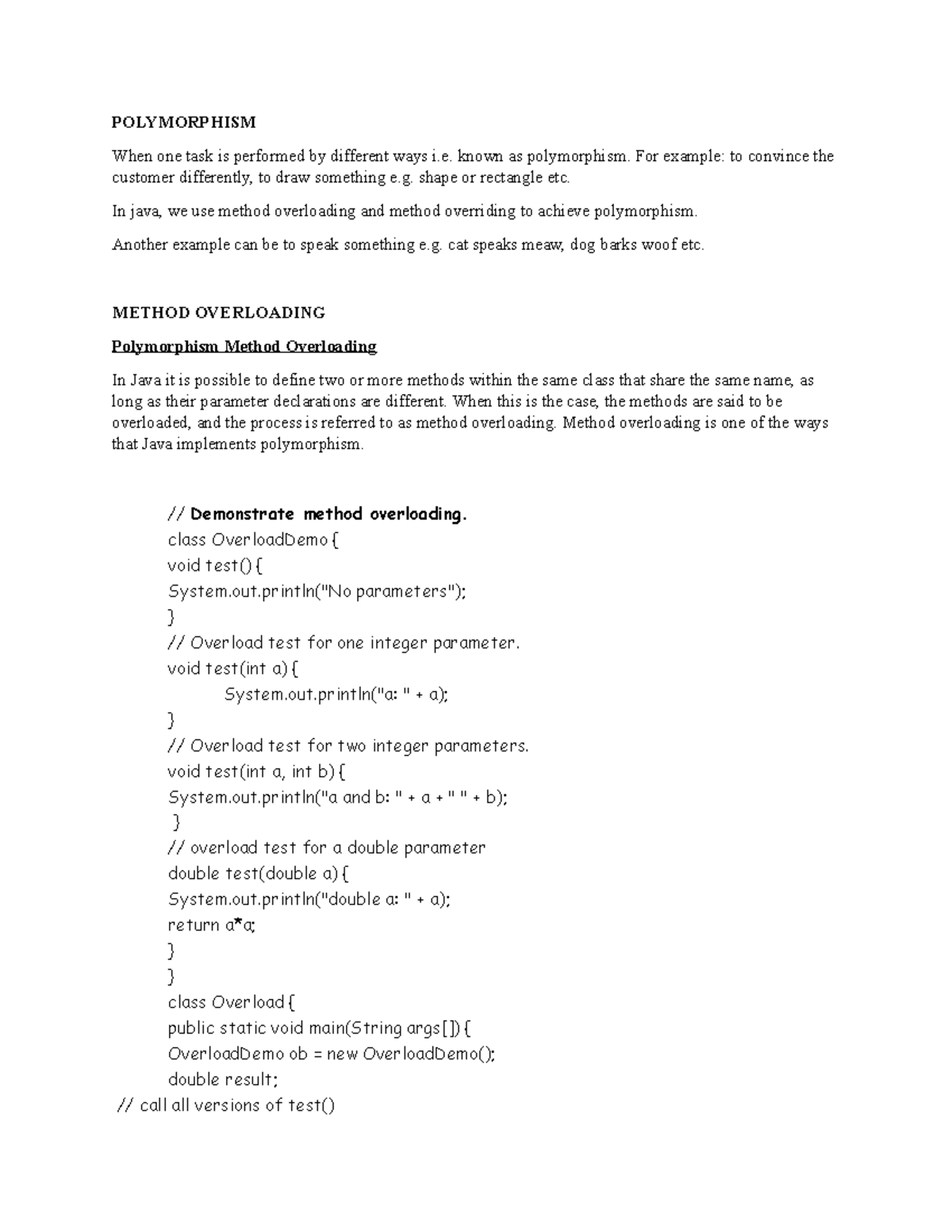 Polymorphism in object oriented programming language is java ...