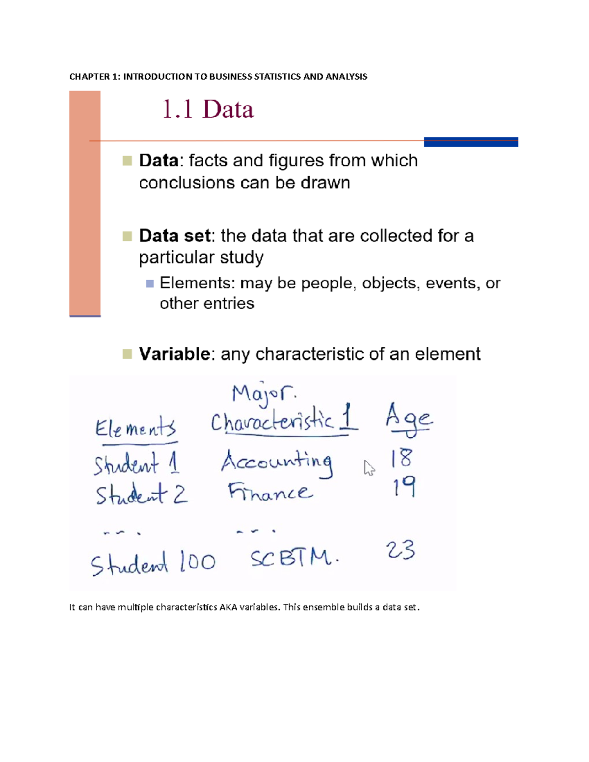 Chapter 1 - CHAPTER 1: INTRODUCTION TO BUSINESS STATISTICS AND ANALYSIS ...