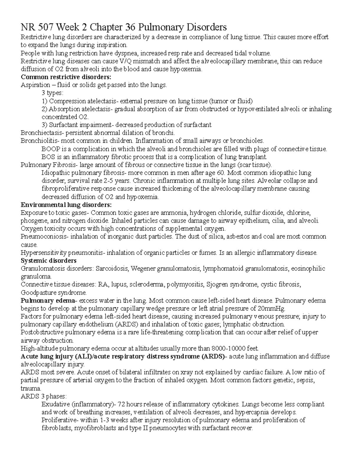 NR 507 Week 2 book chapter reading notes - NR 507 Week 2 Chapter 36 ...