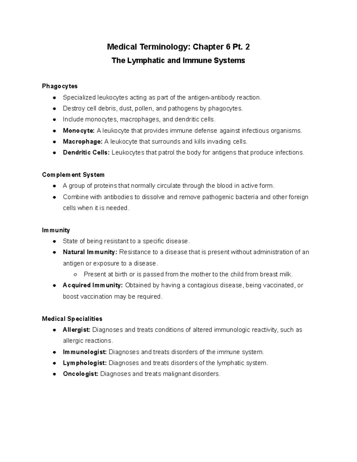 Med Terms Ch Pt The Lymphatic And Immune Systems Medical