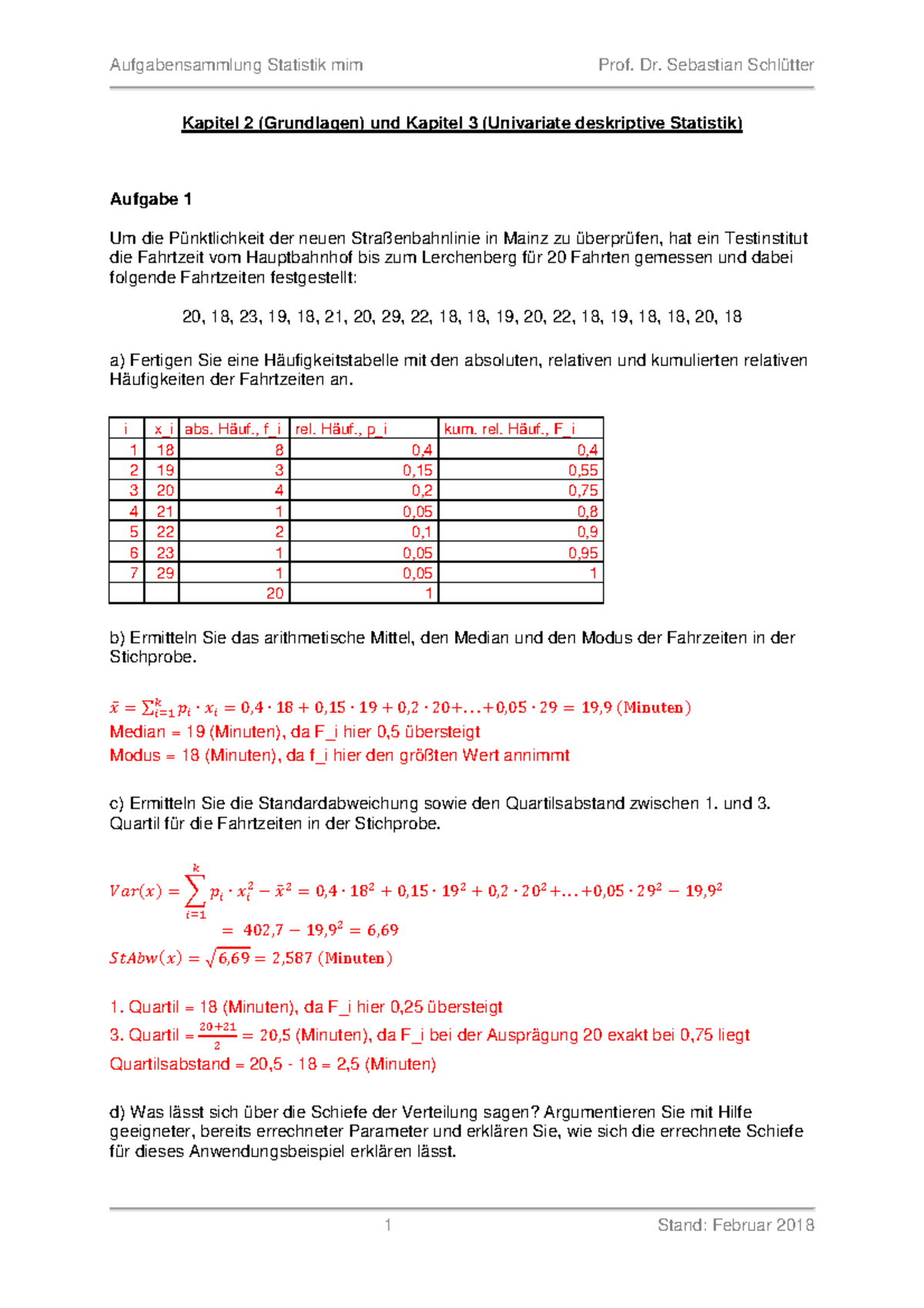 Aufgaben Kap 1 Und 2 Mit Losungen - Kapitel 2 (Grundlagen) Und Kapitel ...