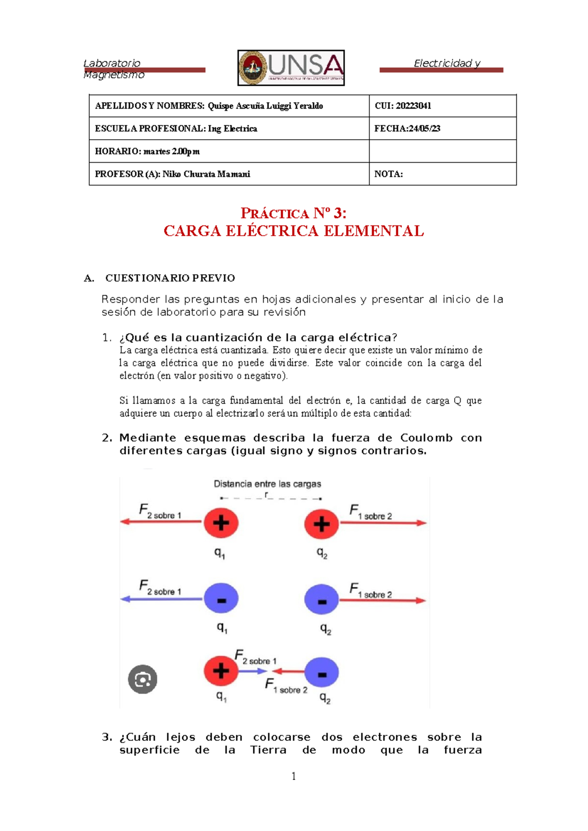 Cuestionario Previo - Unsa - Laboratorio Electricidad Y Magnetismo ...