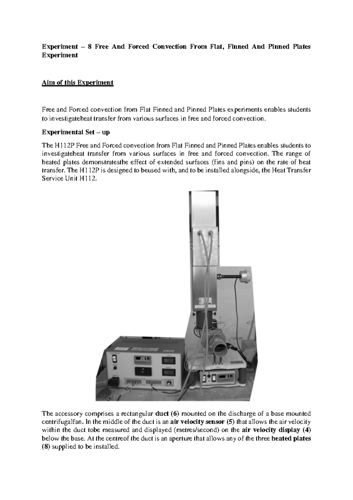 Experiment 8 Free And Forced Convection Experiment 8 Free And