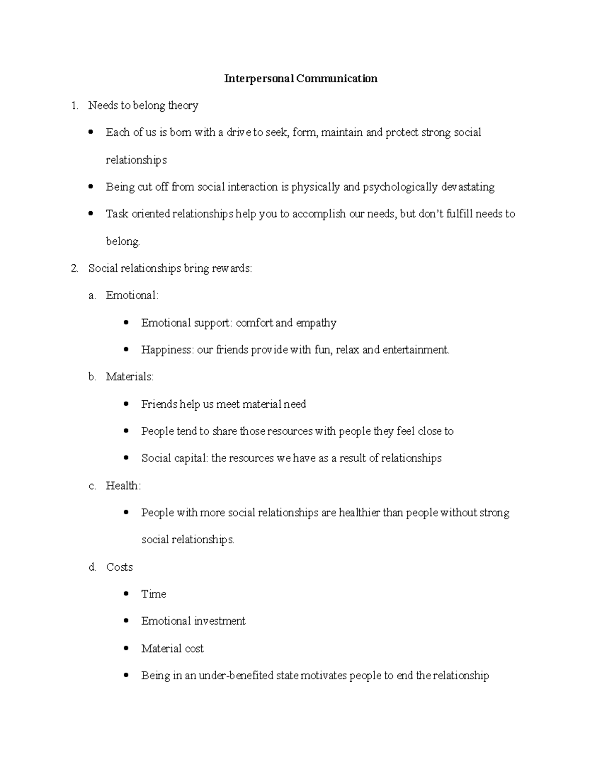 Chapter 4- Interpersonal Communication - Interpersonal Communication 1 ...