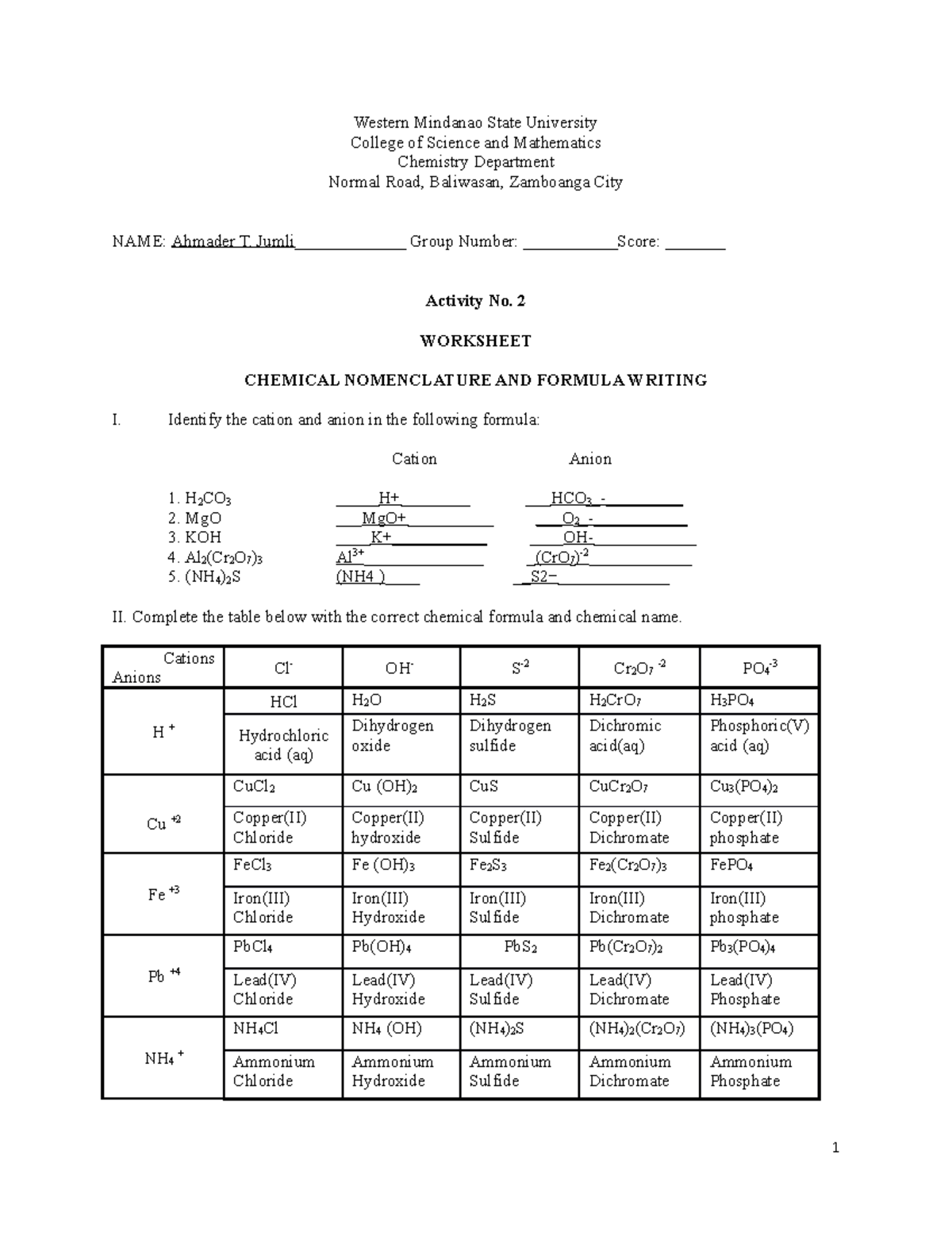 Activity Nomenclature - Western Mindanao State University College of ...