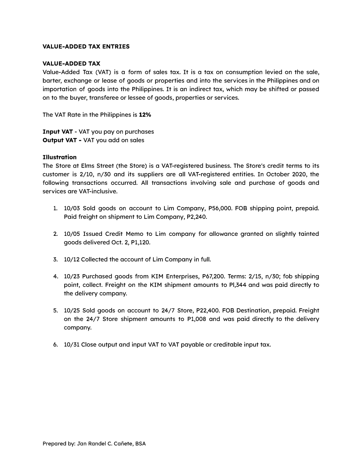 Vat Entries Taxation - Value-added Tax Entries Value-added Tax Value 