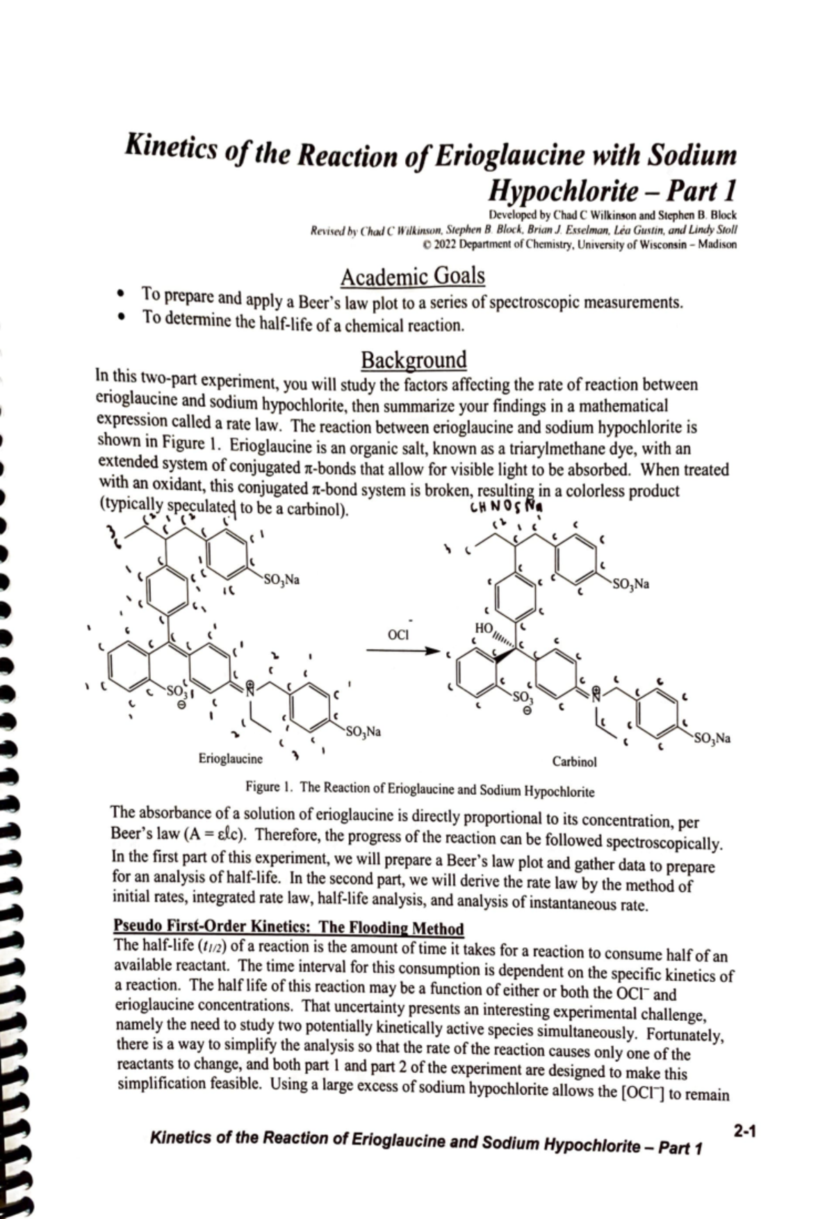 Lab 2 of Erioglaucine with Sodium Hypochlorite Part 1 t