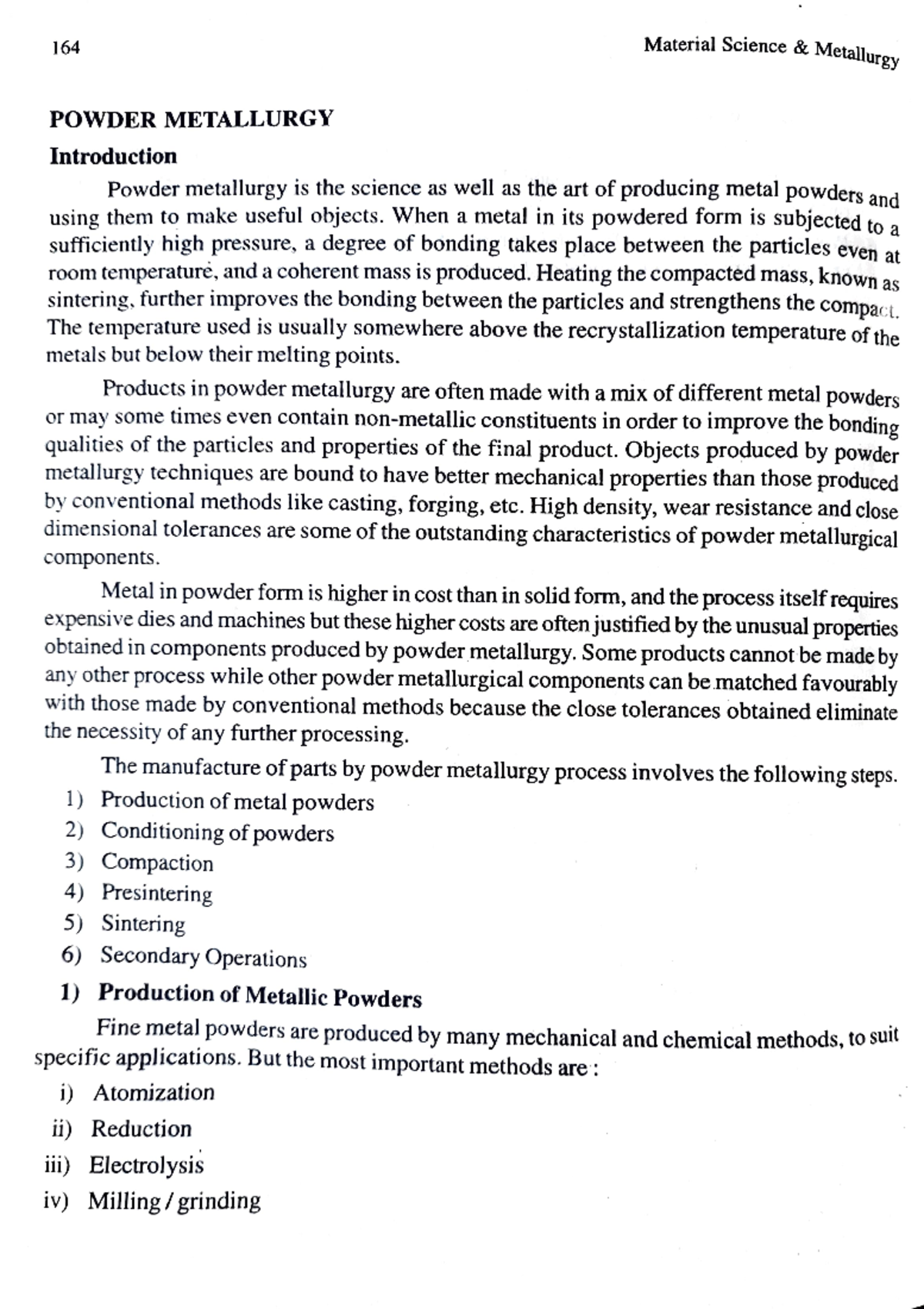Module 4 Notes 2 Metal casting, forming and joining 164 POWDER