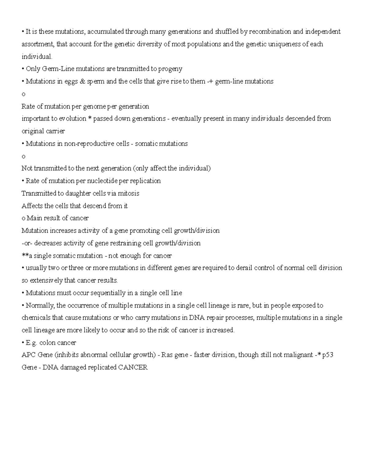 3 - Lecture Notes Germ-line Mutations - It is these mutations ...