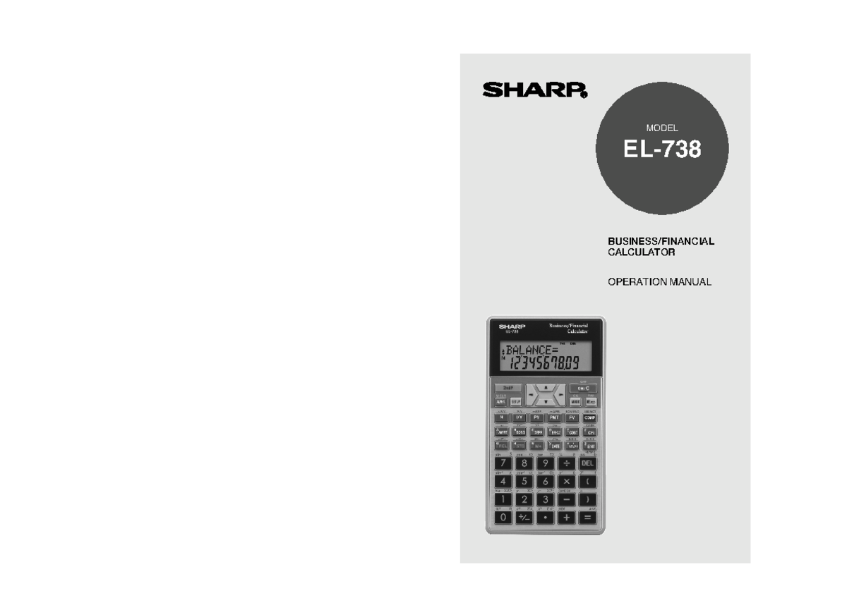 EL738 Sharp Calculator manual OPERATION MANUALCALCULATORBUSINESS