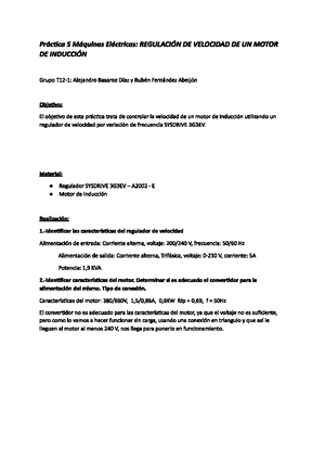 Maquinas Electricas- Práctica 9 - 5- Asignatura: Máquinas Eléctricas ...