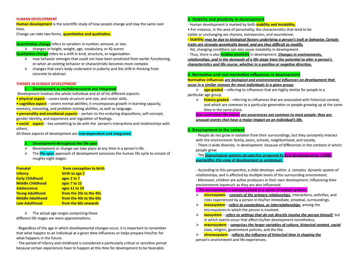 Intro to Psych chapter 3 - HUMAN DEVELOPMENT Human development is the ...