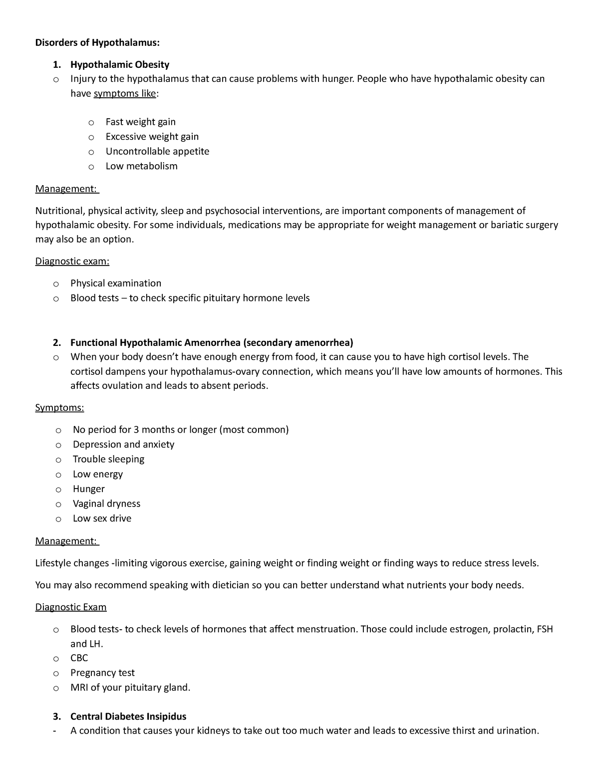 Disorders Of Hypothalamus - Disorders Of Hypothalamus: Hypothalamic 