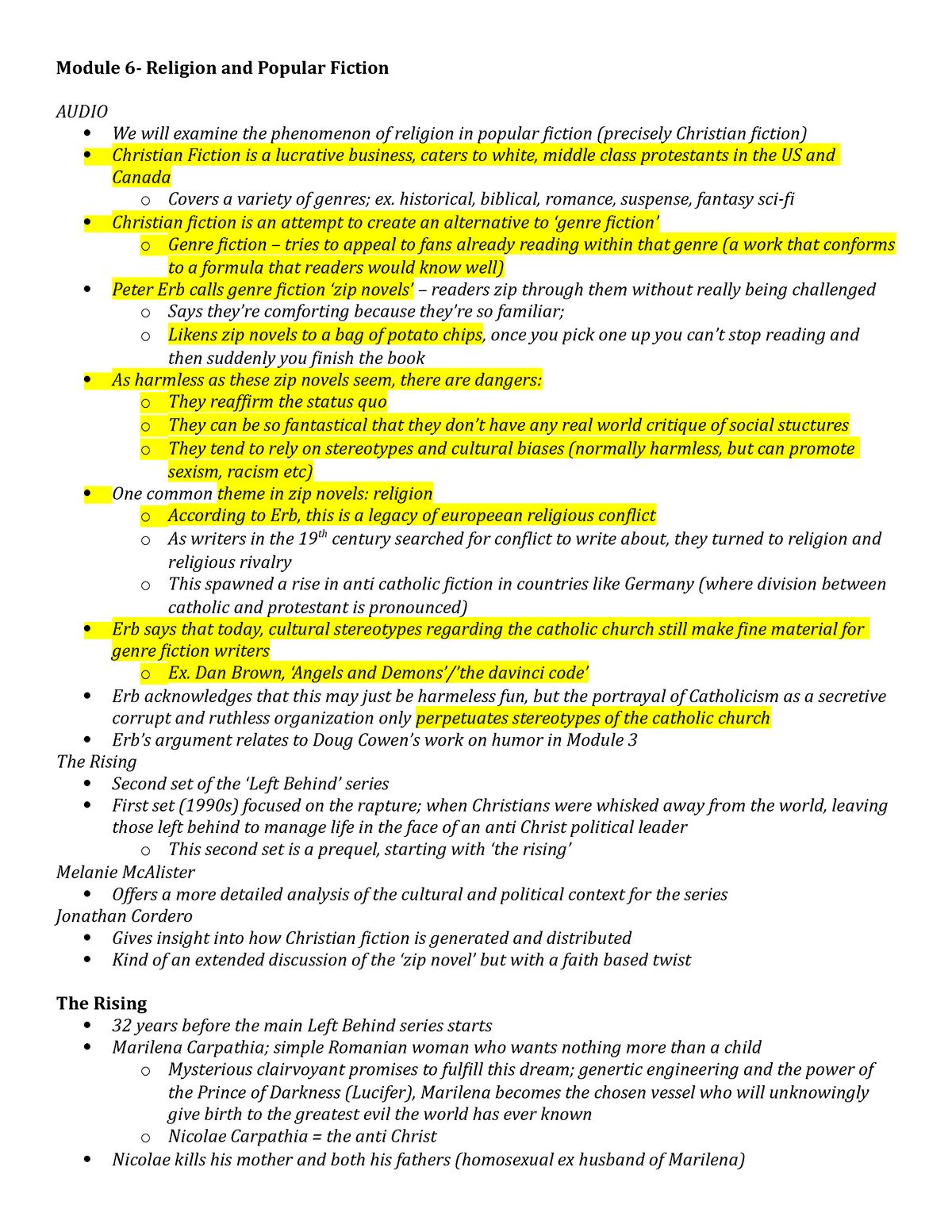 Nicholas Shrubsole, Fall 2014 - Module Religion and Popular Fiction ...