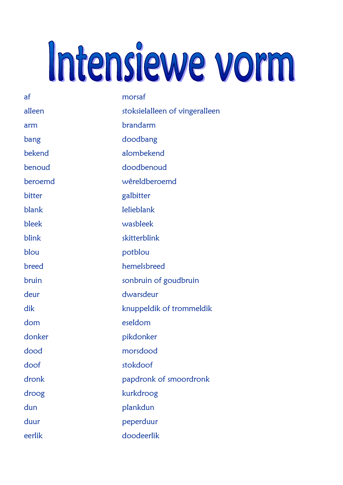 intensiewe-vorm-a-list-of-intensive-form-words-in-afrikaans-studocu