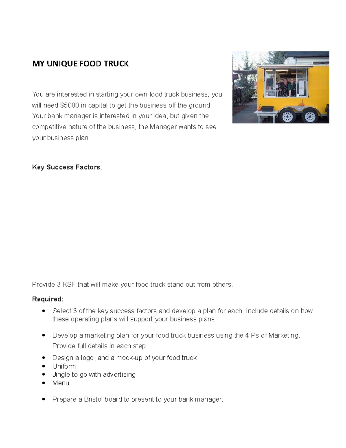 food truck for sale graded assignment