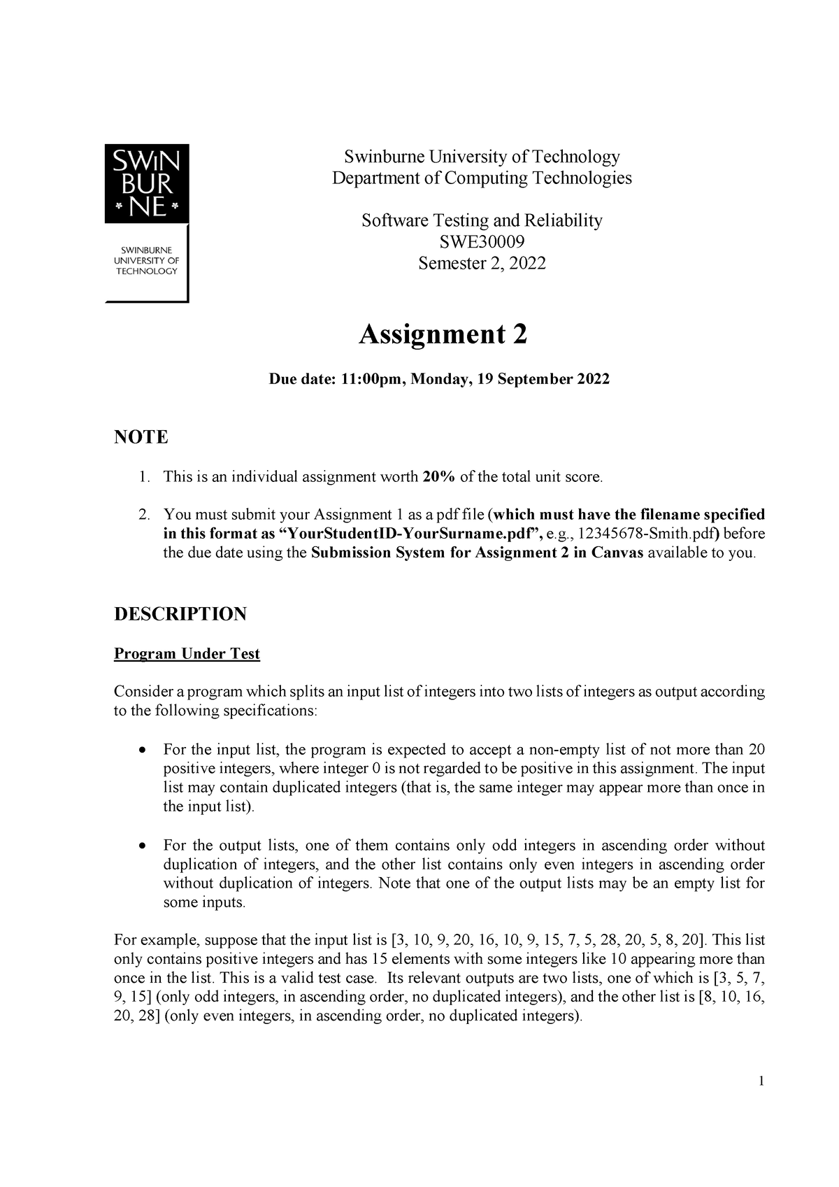 swinburne assignment cover sheet