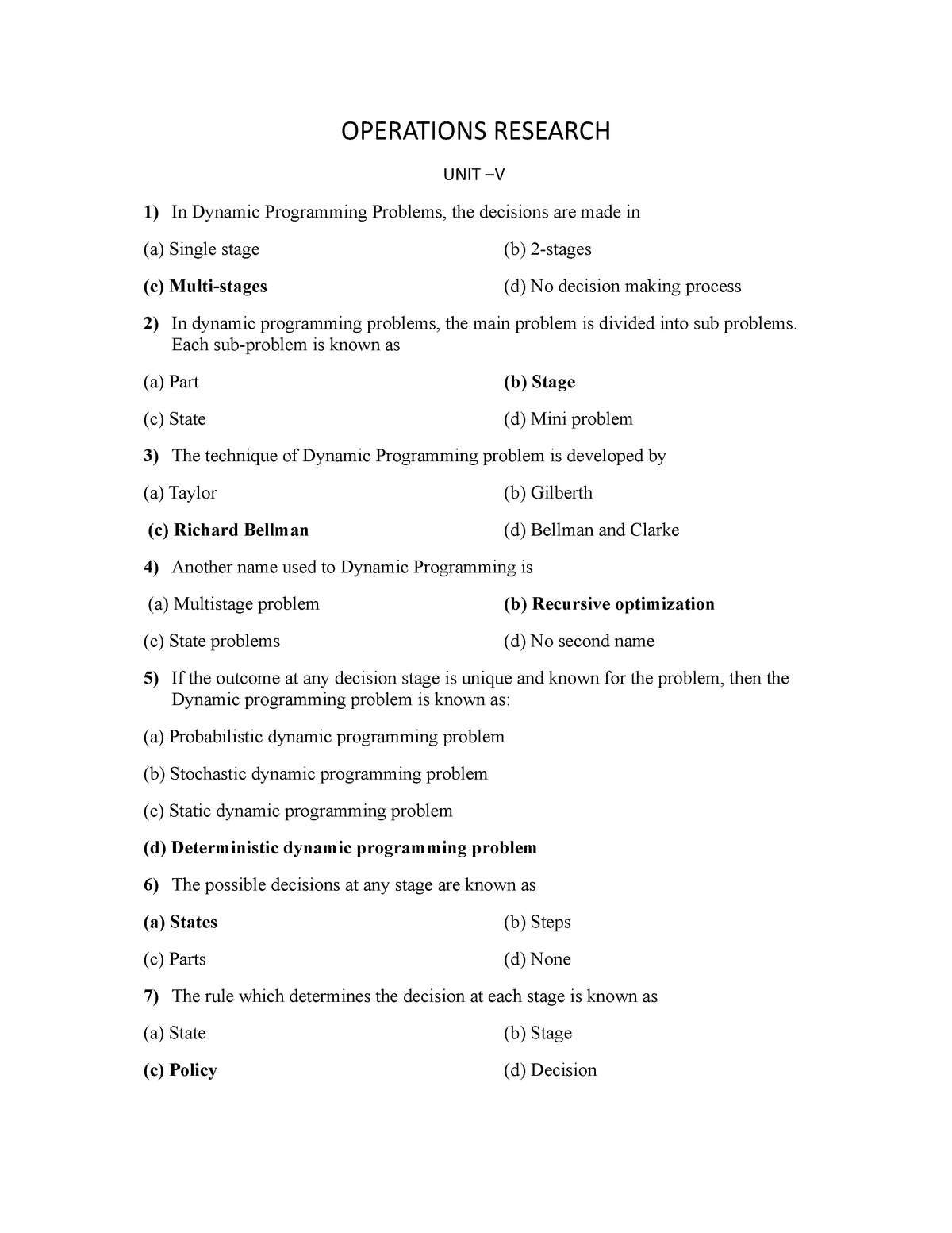 operations research 1 questions and answers