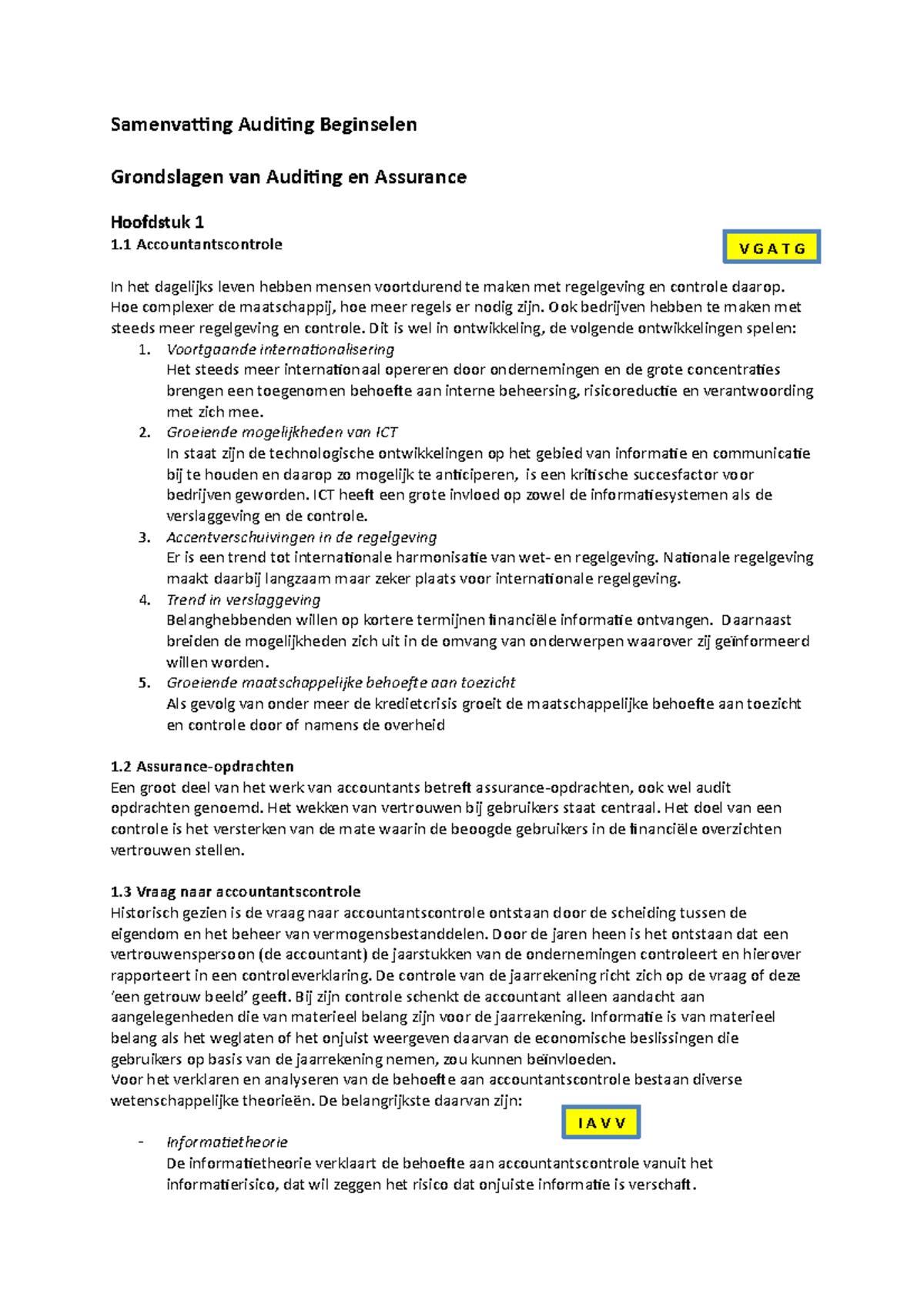 Samenvatting Auditing Beginselen - Samenvatting Auditing Beginselen ...