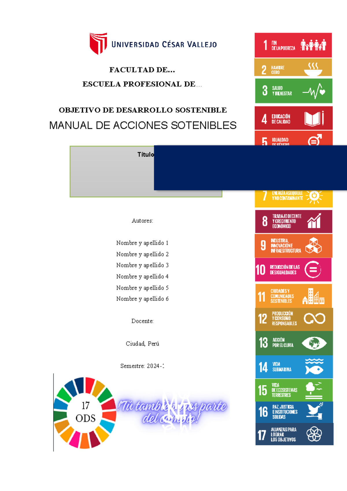 Manual de acciones sostenibles ODS - FACULTAD DE... ESCUELA PROFESIONAL ...