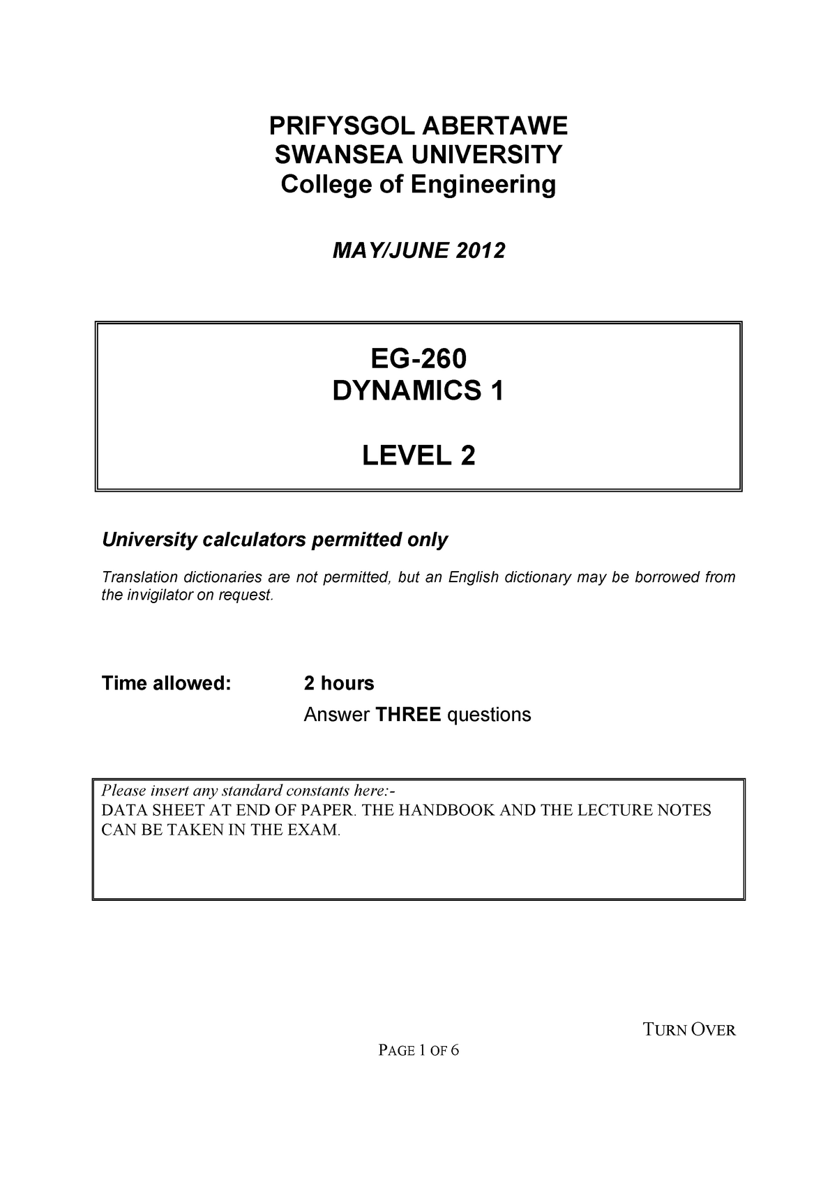 Exam 2012, questions - StuDocu