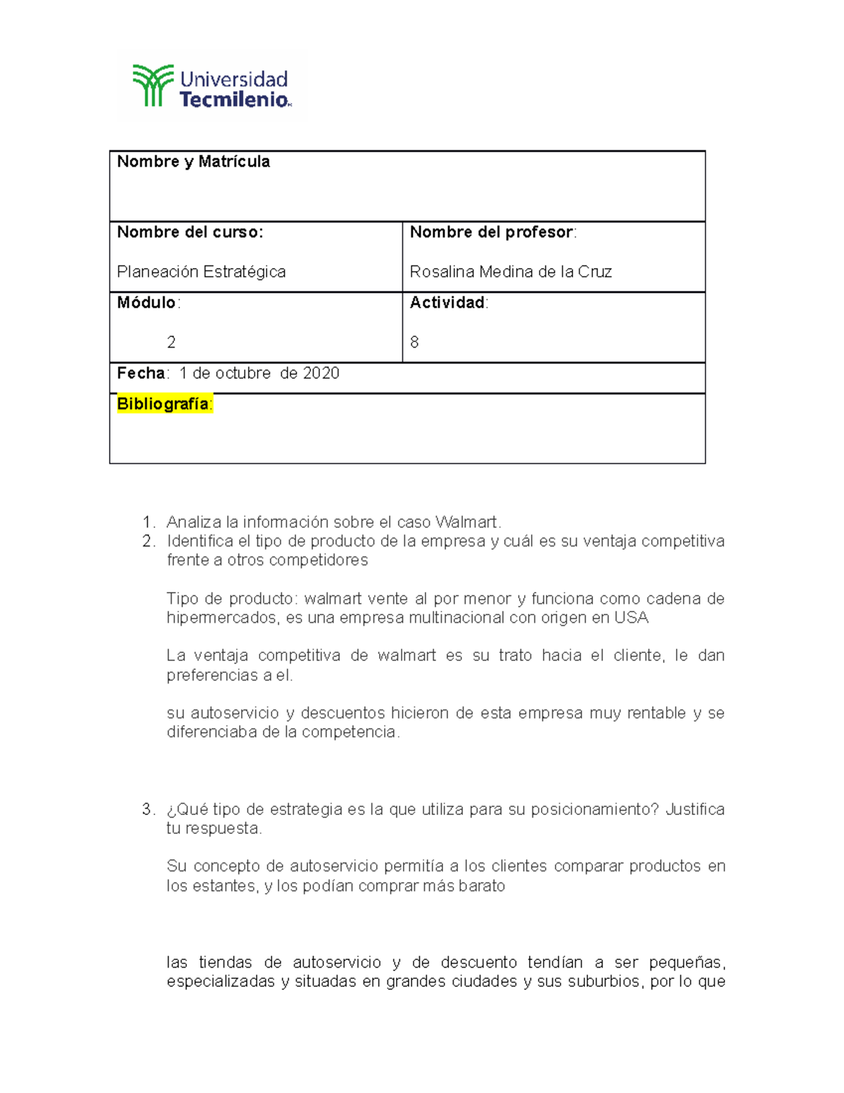 Act8 planeacion - actividad - Nombre y Matrícula Nombre del curso ...